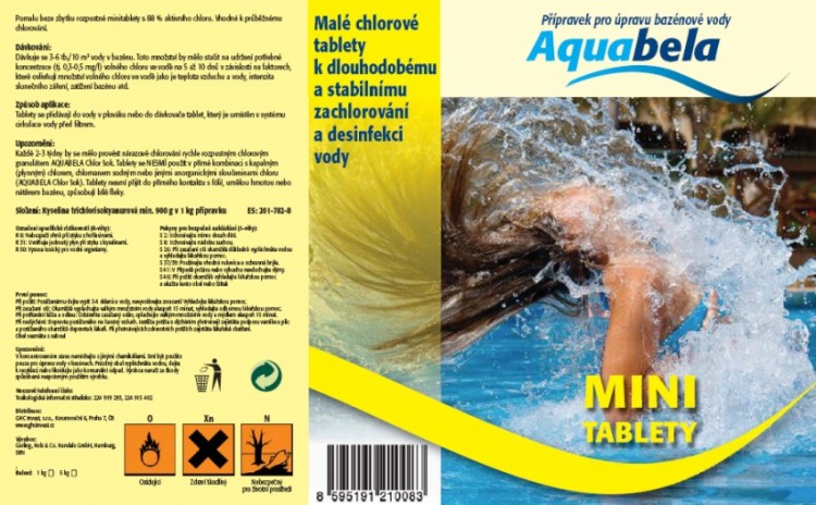 Bazénová chemie mini tablety 1000 g | Bazénová chemie - Zachlorování a dezinfekce bazénové vody - Produktová řada Aquabela Bazénová chemie mini tablety 1000 g | Bazénová chemie - Zachlorování a dezinfekce bazénové vody - Produktová řada Aquabela