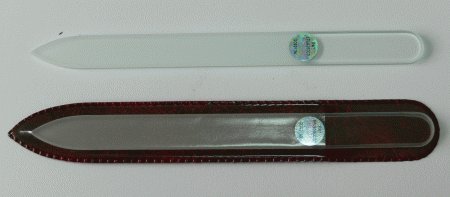Pilník na nehty skleněný, oboustranný 140/3 mm čirý | NEHTOVÁ MODELÁŽ - Leštičky, leštící bloky a pilníky na nehty pro nehtovou modeláž a manikúru - Skleněné a barevné pilníky na manikúru - Jednobarevné čiré 