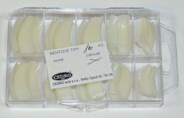 Nehtové tipy Cedro BOX 100 ks zahnuté | NEHTOVÁ MODELÁŽ - Nehtové tipy pro nehtovou modeláž - Nehtové tipy - boxy CEDRO 